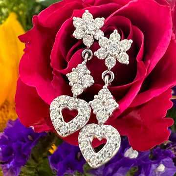 14 Karat Yellow Gold Heart & Star Earrings with Diamonds