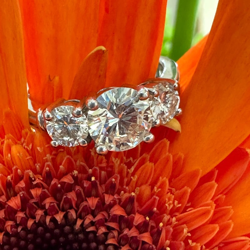 14 Karat White Gold 3 Diamond Ring 54100065 O’Neill’s Estate Jewelry