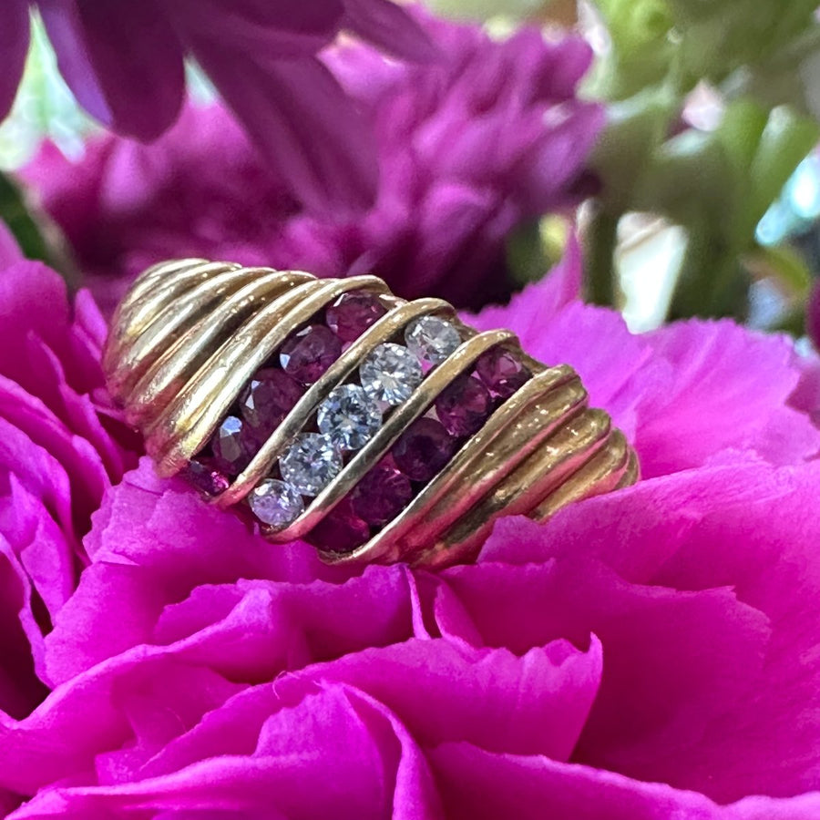 18 Karat Yellow Gold Ruby & Diamond Ring