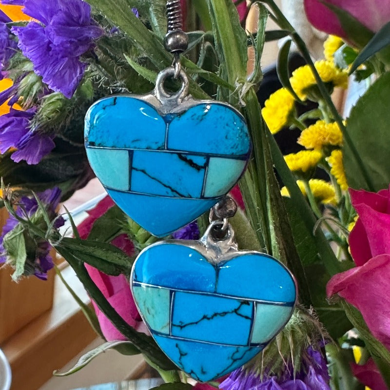 Sterling Silver Turquoise Heart Earrings