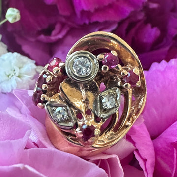 14 Karat Rose Gold Synthetic Rubies Ring