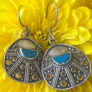 Sterling Silver Turquoise Fam Earrings  # 555-04173