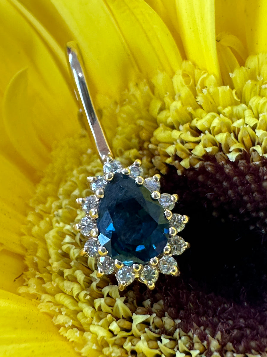 14 Karat Yellow Gold Sapphire & Diamond Pendant  # 230-00724