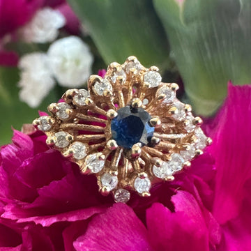 14 Karat Yellow Gold Sapphire & Diamond Ring