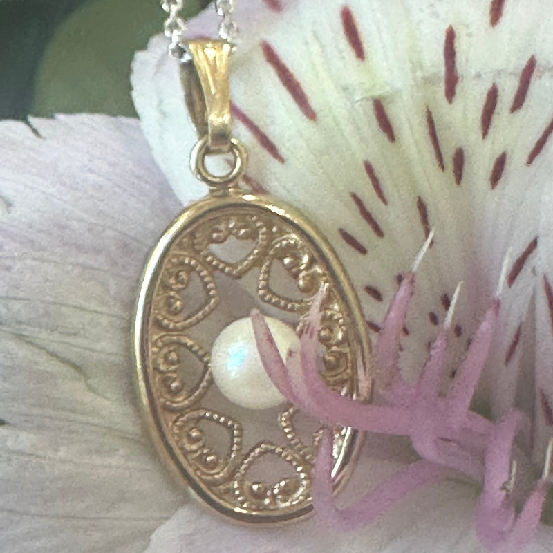 12 Karat Yellow Gold Filled Pearl Necklace  # 320-00058