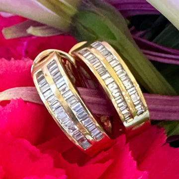 14 Karat Yellow Gold Diamond Huggies Earrings   # 150-00420