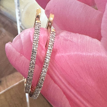 14 Karat Yellow Gold Diamond Hoop Earrings  #  425-00203