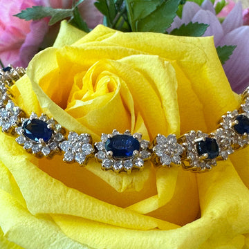 14 Karat Yellow Gold Sapphire & Diamond Bracelet  #240-00457