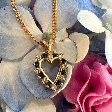 14 Karat Yellow Gold Sapphire & Diamond Heart Necklace  # 230-00716