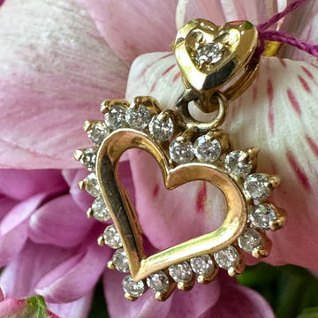 14 Karat Yellow Gold & Diamond Heart Pendant  # 160-00489