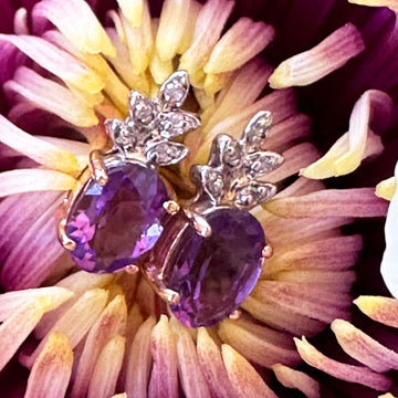 14 Karat Yellow & White Gold Amethyst Earrings