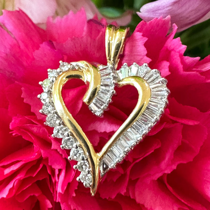 14 Karat Yellow & White Gold Diamond Heart Pendant  #160-00488