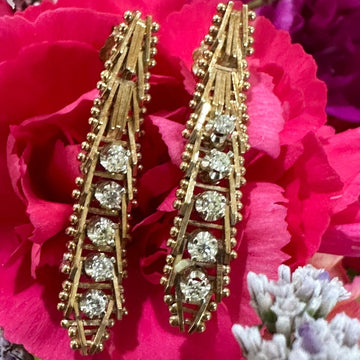 14 K Yellow Diamond Earrings