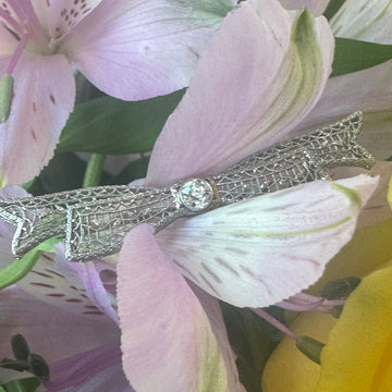 14 Karat White Gold Bow Pin