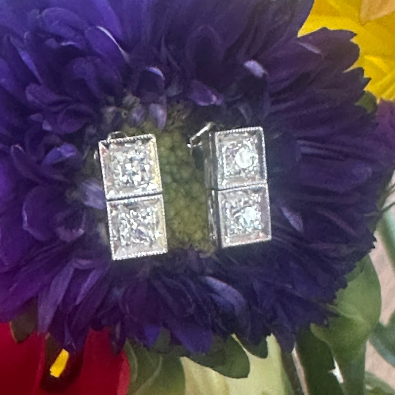 14 Karat White Gold Diamond Earrings