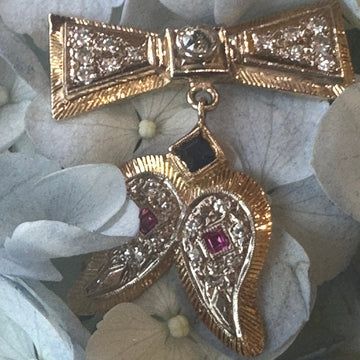 14 Karat White & Yellow Gold Diamond Pin