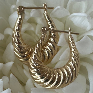 14 Karat Yellow Gold Medium Hoops