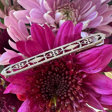 14 Karat Yellow/White Gold Filigree Pin