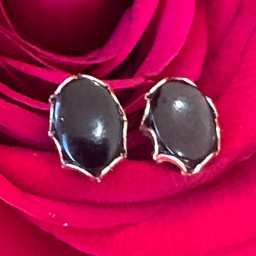 14 Karat Yellow and Onyx Earrings