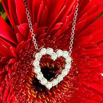 18 Karat White Gold Diamond Heart Necklace  # 160-00494