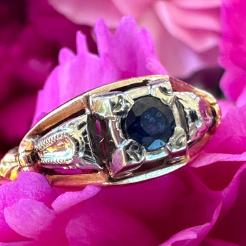 14 Karat Yellow/White Gold Sapphire Ring