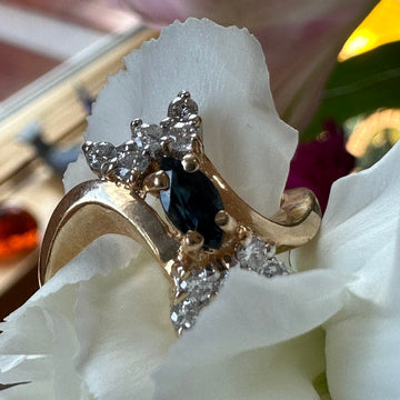 14 Karat Yellow Gold Sapphire & Diamond Ring