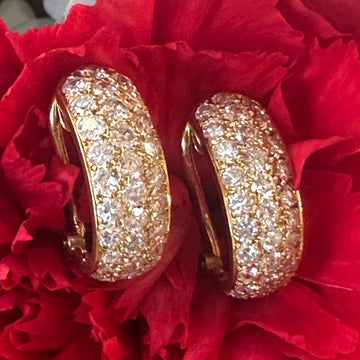 18 Karat Yellow Gold Diamond Earrings