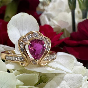 18 Karat Yellow Gold Ruby & Diamond Ring