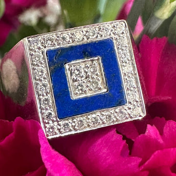 Men's Lapis and Diamond Ring