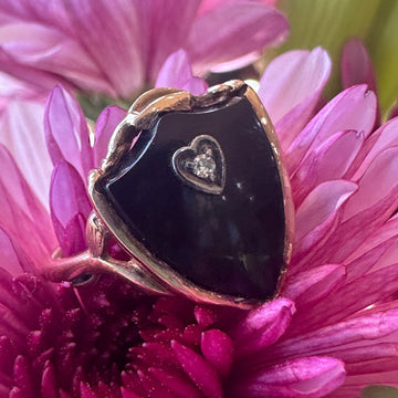 10 Karat Yellow Gold Onyx & Diamond Ring