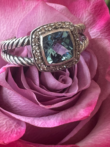 Sterling Silver David Yurman Blue Topaz Ring  # 200-02673