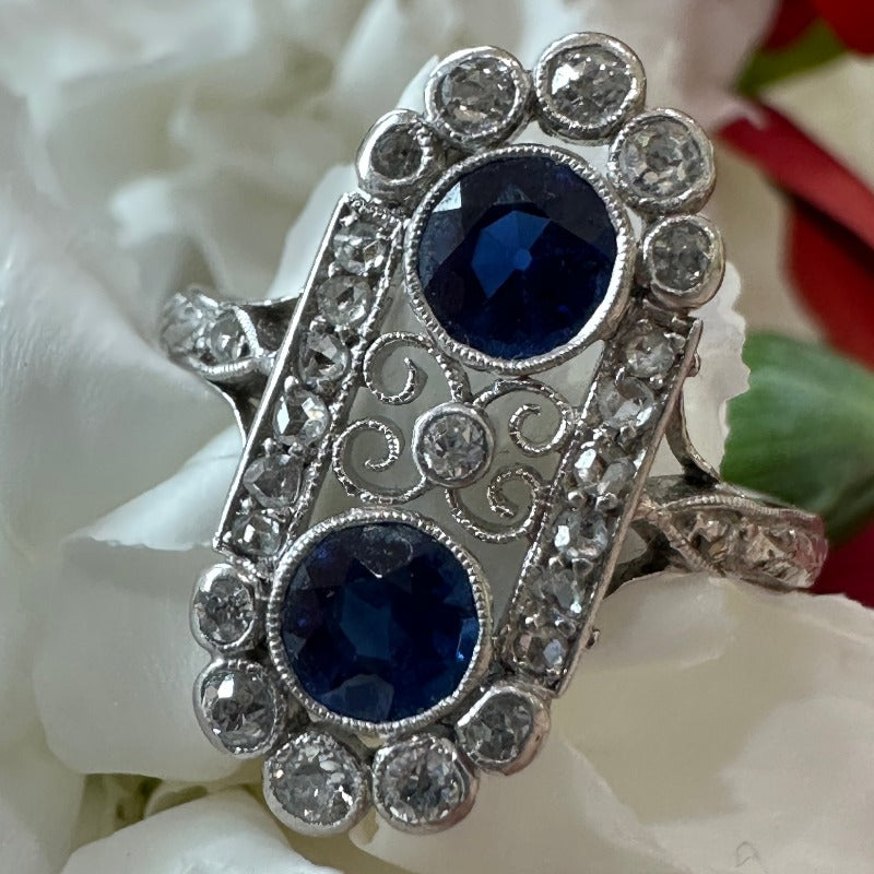 Tiffany and Co. Art Deco Sapphire and Diamond Ring