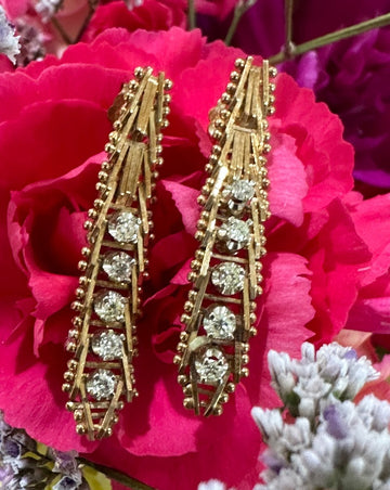 14 K Yellow Diamond Earrings