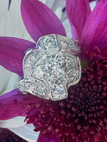 Platinum Art Retro Diamond Ring  # 130-00170
