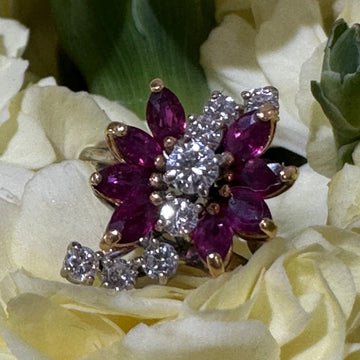 14 Karat White Gold Ruby & Diamond Ring