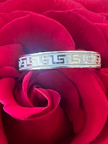14 Karat White Gold Greek key Men's Wedding Band  # 405-00099