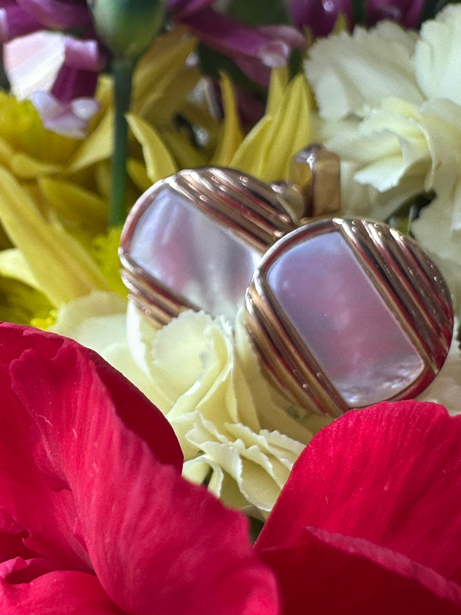 Yellow Gold Plated Mother of Pearl Cufflinks  #  466-00272