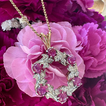 14 Karat Yellow Gold Edwardian Pink Sapphire Necklaces  # 230-00490