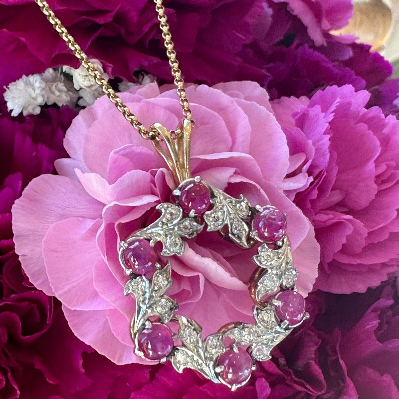14 Karat Yellow Gold Edwardian Pink Sapphire Necklaces