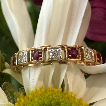 14 Karat Yellow Gold Diamond & Ruby Band