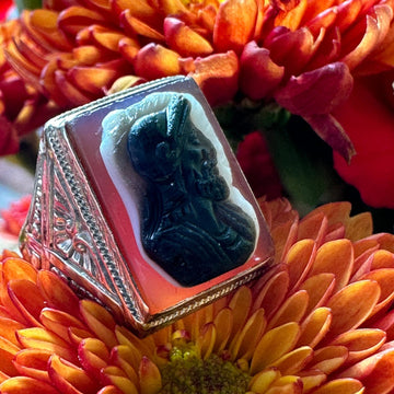 14 Karat White Gold Gent's Cameo Ring