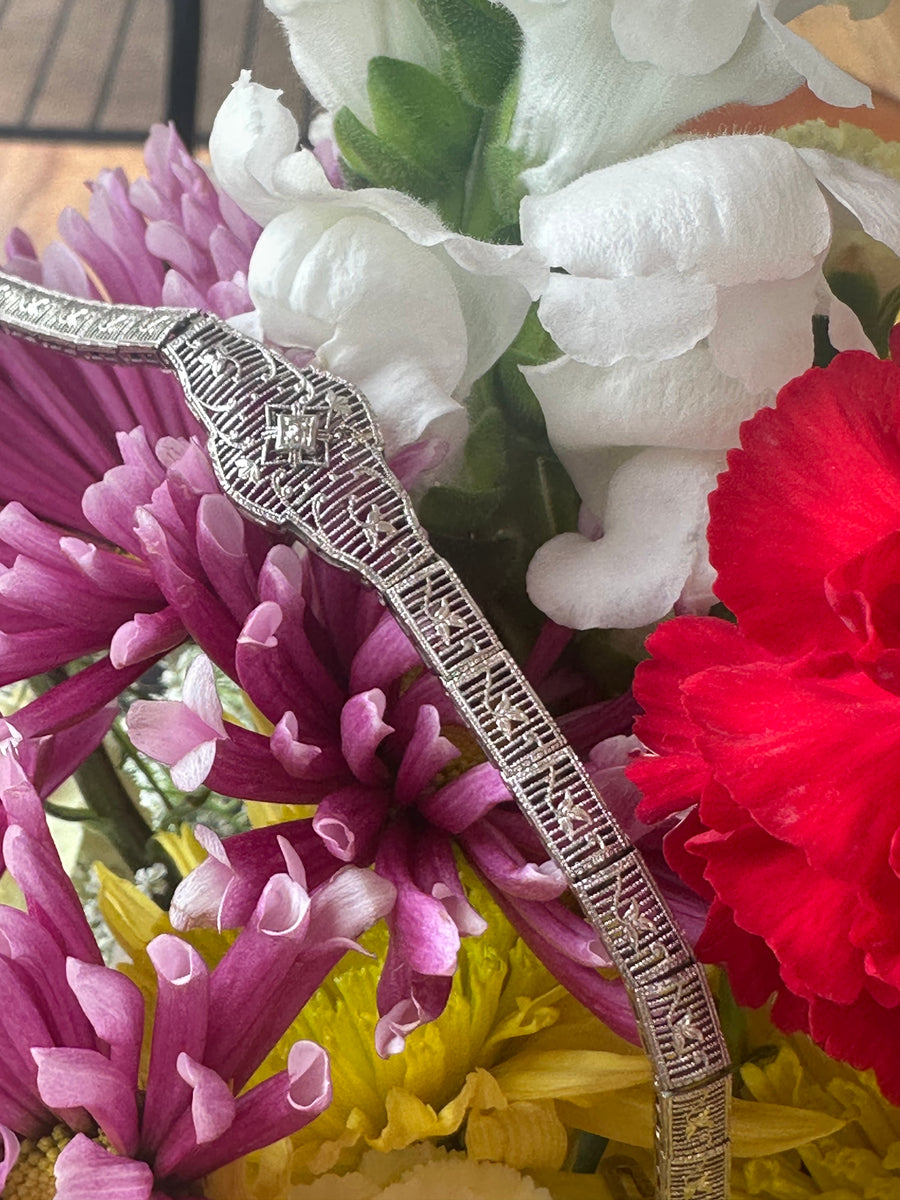 14 Karat White Gold & Platinum Filigree Bracelet  # 540-00178