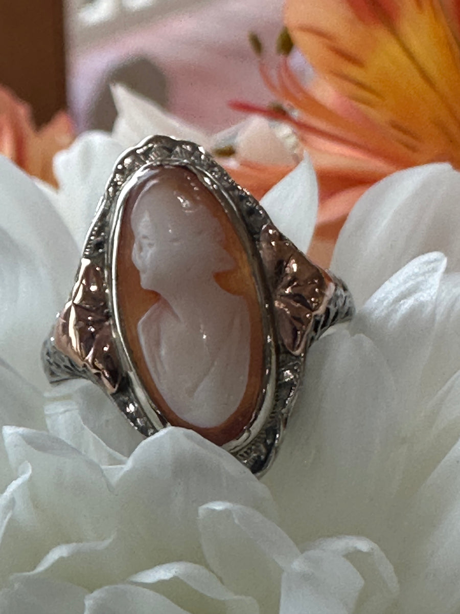 14 Karat White Gold Cameo Ring  # 546-00100