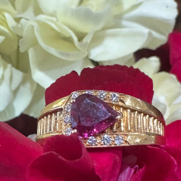 18 Karat Yellow Gold Ruby & Diamond Ring