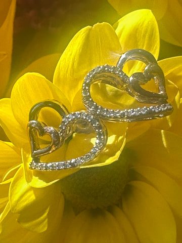 Sterling Silver & 10 Karat Rose Gold Heart Earrings  # 555-04155