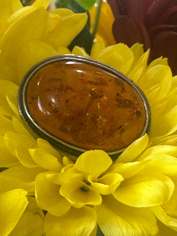 Sterling Silver Amber Pin  # 555-04179