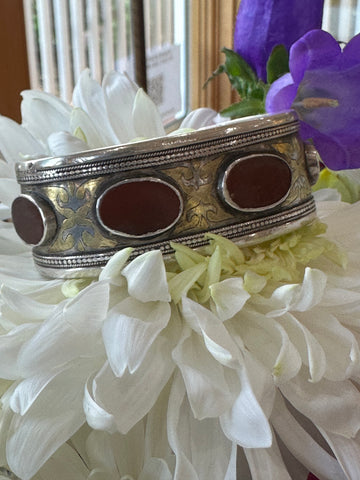 Sterling Silver and Carnelian Cuff Bracelet  # 555-04140