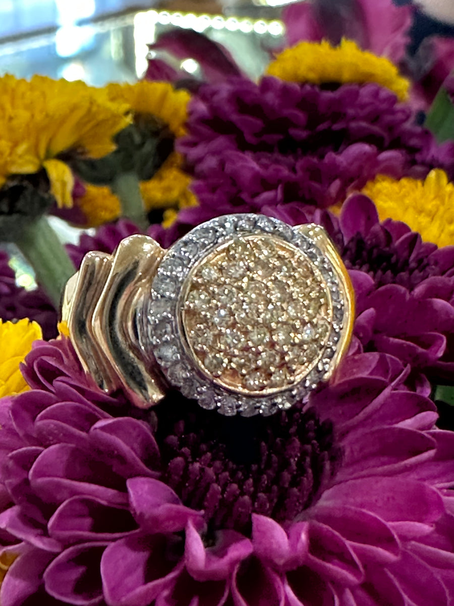 Yellow and White Pave Diamond Ring   # 130-00520