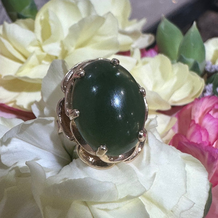 14 Karat Yellow Gold Jade Ring