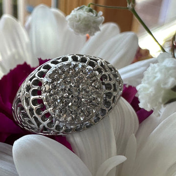 10 Karat White Gold Diamond Cluster Ring